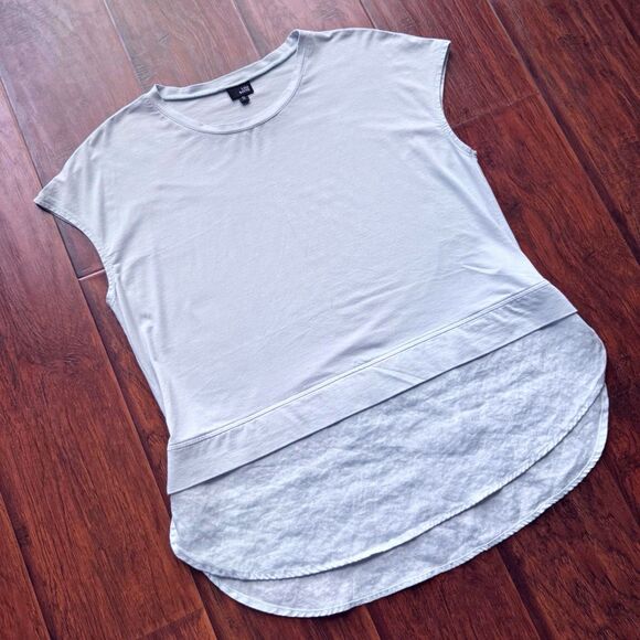 Lisa Bayne Short Sleeve Top Bamboo Cotton Baby Blue Designer Casual Luxury Sz S - Picture 3 of 15